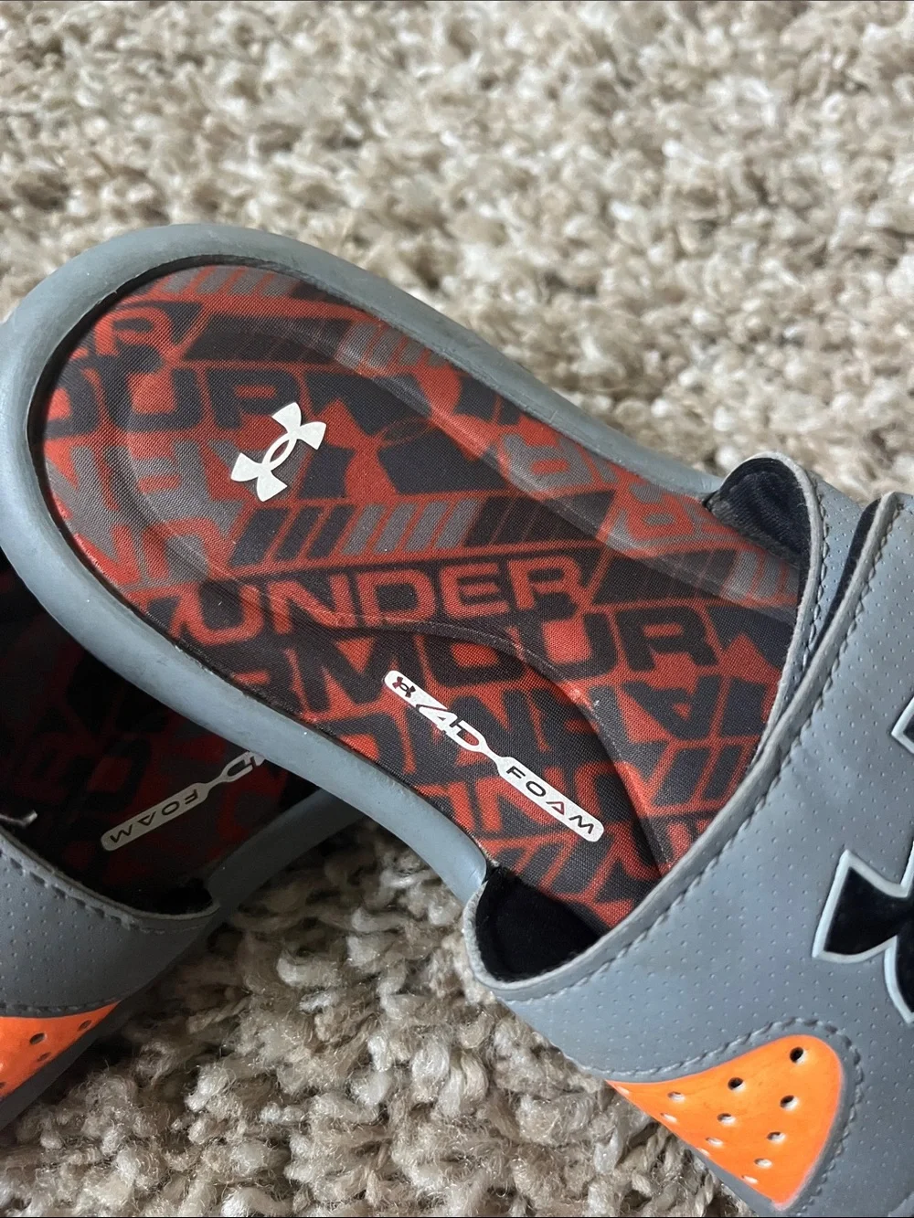 Under Armour Kids' Gray & Orange Slide Sandals